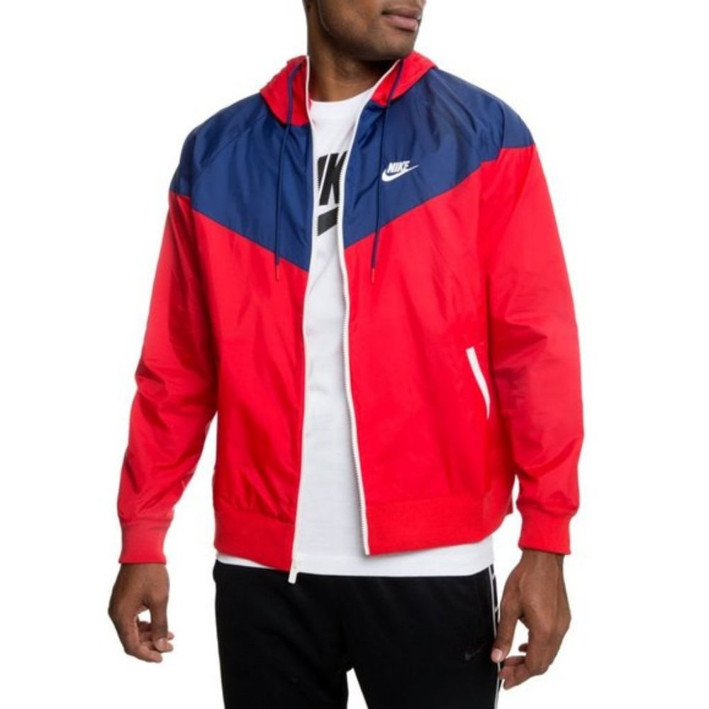 NIKE SPORTSWEAR WINDRUNNER HOOD RED BLUE WINDBREAKER MEN'S SIZE XXL